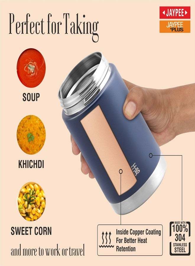 جايبي بلس مرطبان طعام جاي بي بلس نوتري جار من الفولاذ المقاوم للصدأ، معزول بتفريغ الهواء، مع حقيبة وملعقة | حافظ للحرارة والبرودة | جدار مزدوج مقاوم للخدش، مثالي للمكتب والمدرسة والنادي الرياضي والسفر | 550 مل، أزرق - Image 5